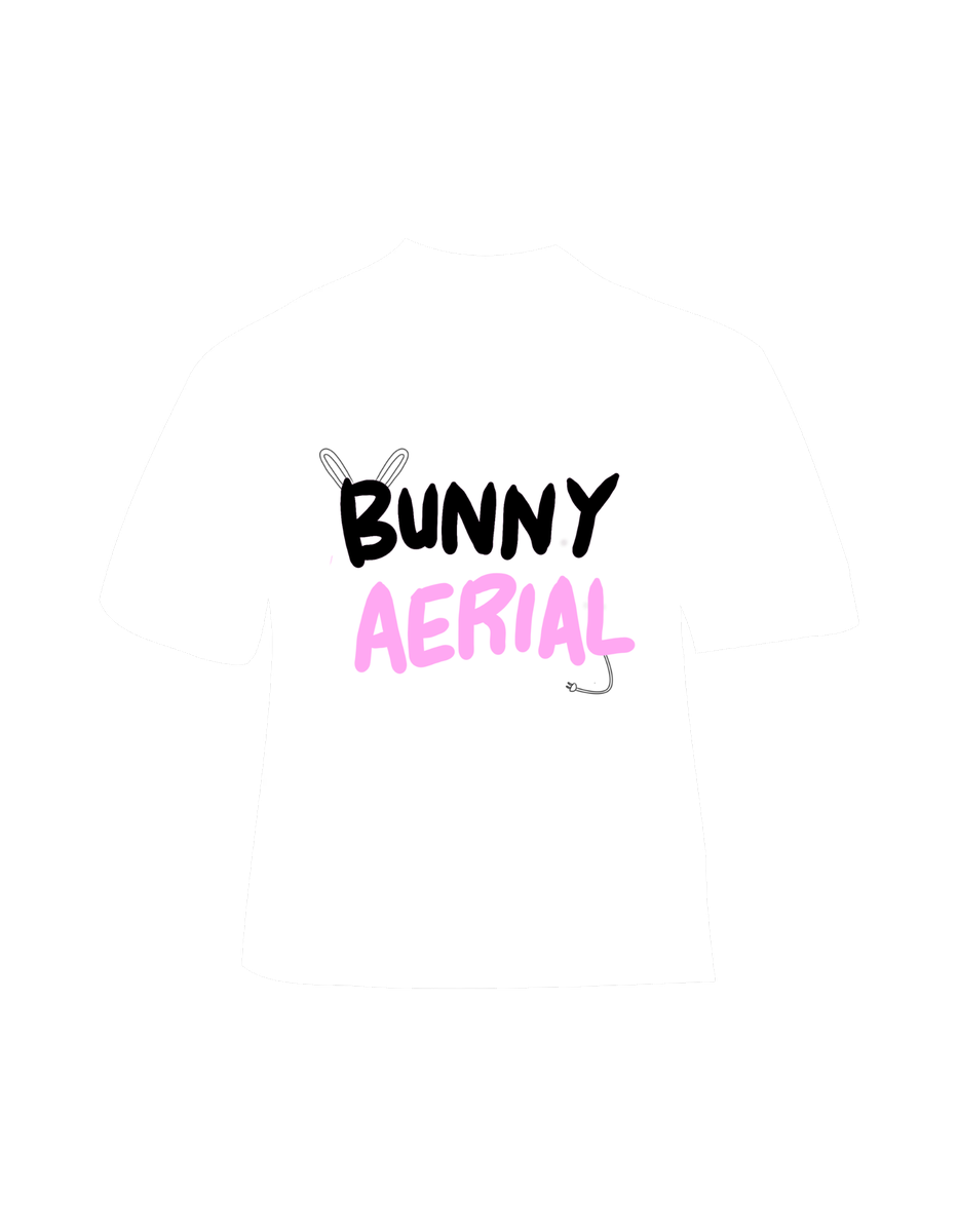 Bunny Aerial graphic tee with bunny ears and a cord-tail detail